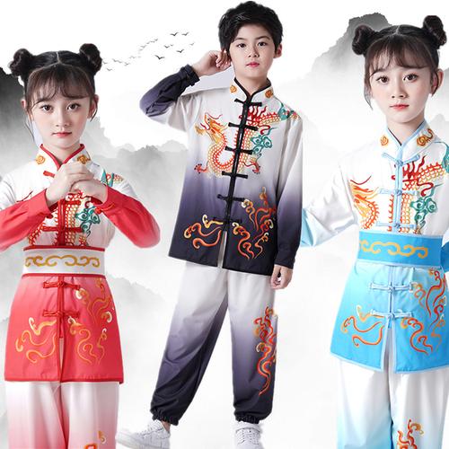 六一儿童武术练功表演服打鼓龙服中国风男女长短袖竞赛舞台演出服